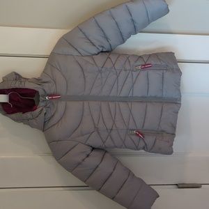 C9 by Champion | Silver Grey Puffer Jacket with Hood Magenta Plush Lined | XS